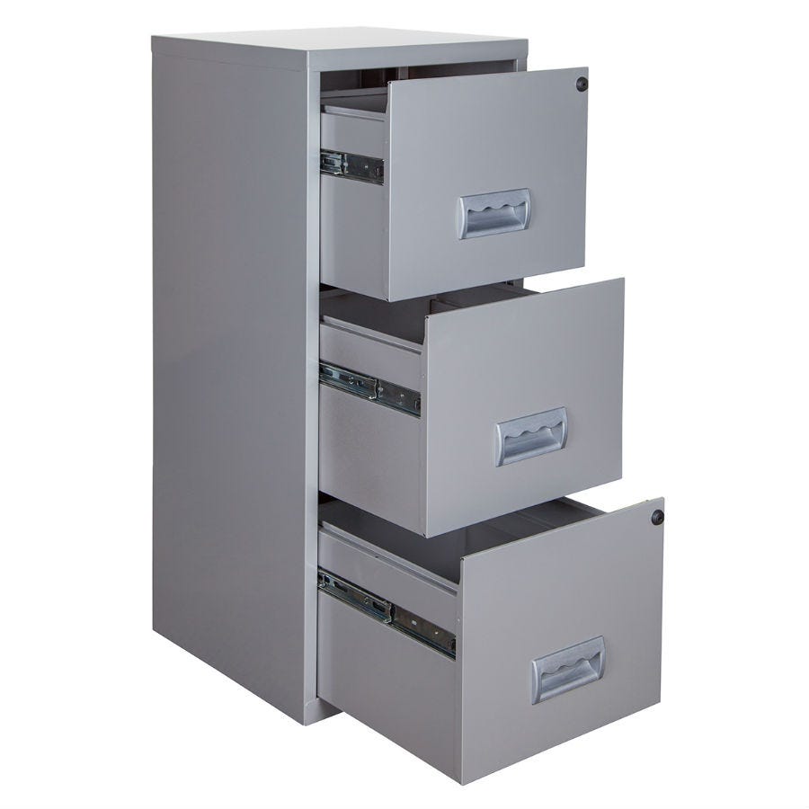 Pierre Henry 3-Drawer Maxi Filing Cabinet - Silver