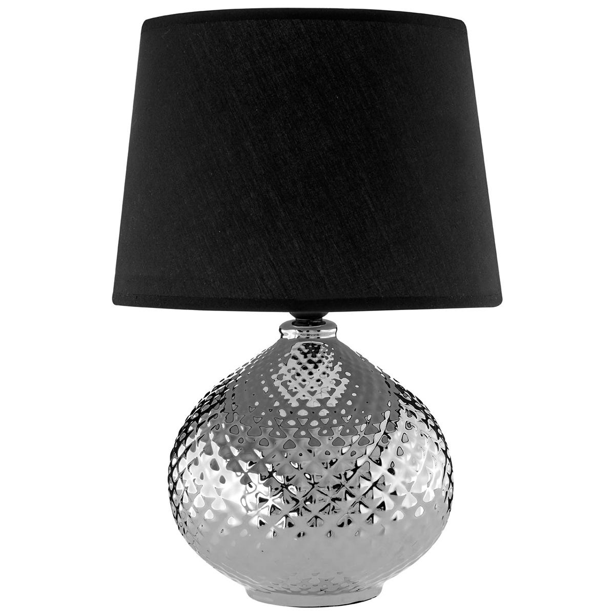 Premier Housewares Hetty Table Lamp in Ceramic Silver with Black Shade