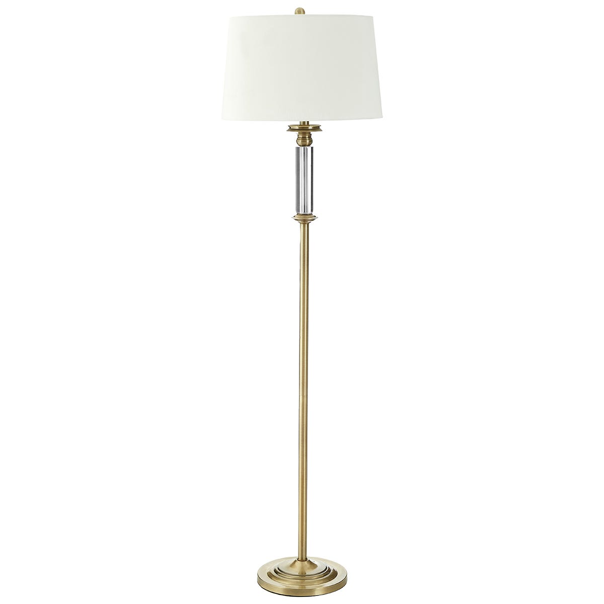 Premier Housewares Grand Northern Floor Lamp with Crystals & Metal Base + Cream Fabric Shade