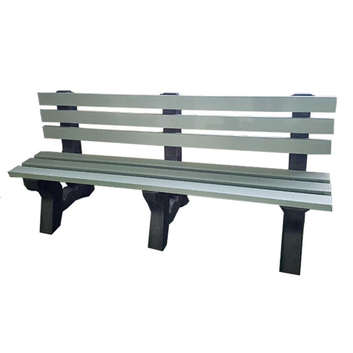 NBB Recycled Furniture NBB Recycled Plastic 3-4 Person Park Seat With Back - Grey