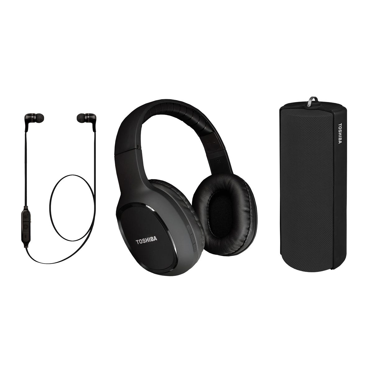 Toshiba HSP-3P19 Wireless 3-in-1 Gift Pack, Headphones, Speaker & Earbuds - Black