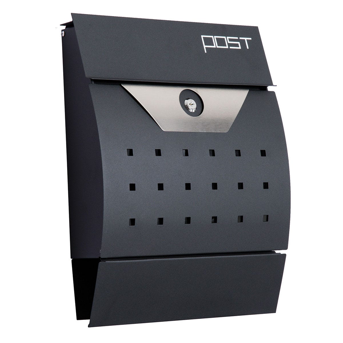 HOMCOM Steel Lockable Mail Box - Black