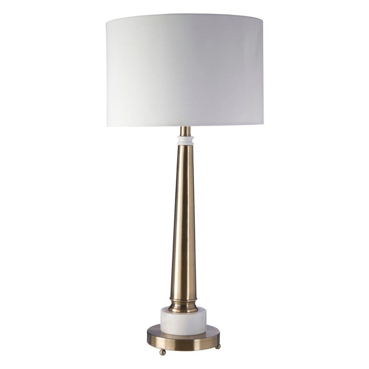 Interiors By Premier Metal Table Lamp Antique Brass Finish With White Shade