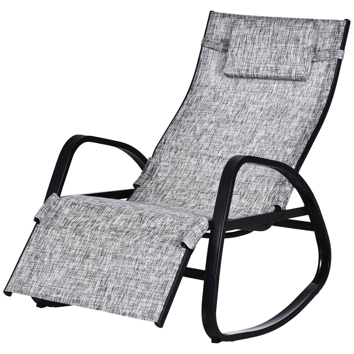 Outsunny Patio Adjust Lounge Chair w/ Footrest- Grey