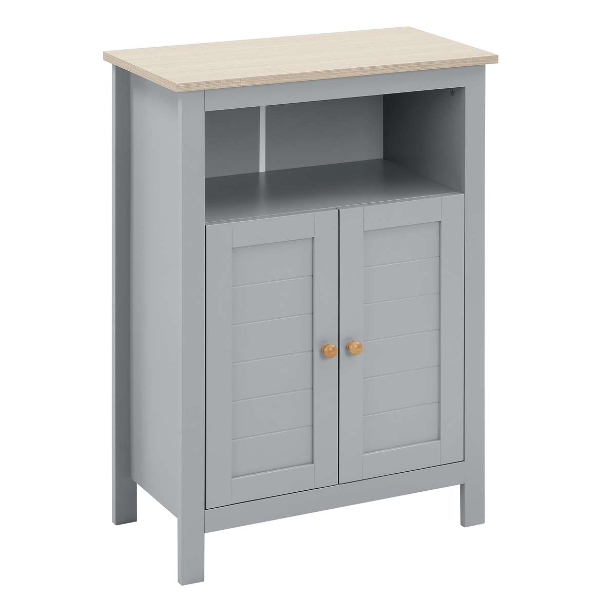 Kleankin Bathroom Floor Storage Cabinet, Standing Unit With Doors Adjustable Shelf - Grey