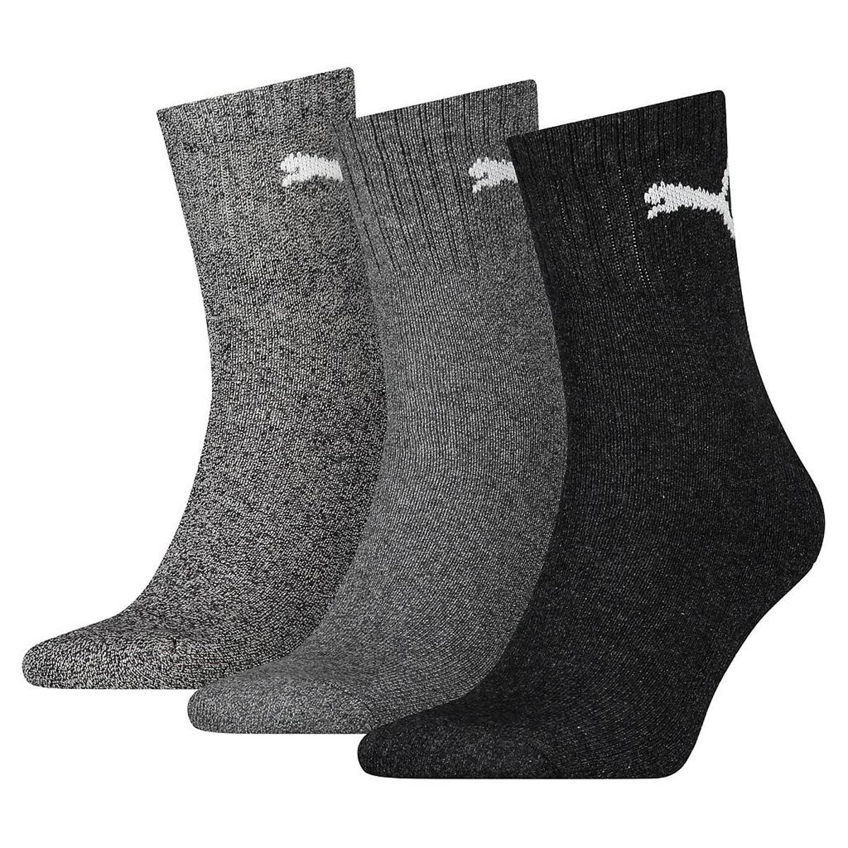 Puma Short Crew Socks (3 Pairs) (12-14, Grey)