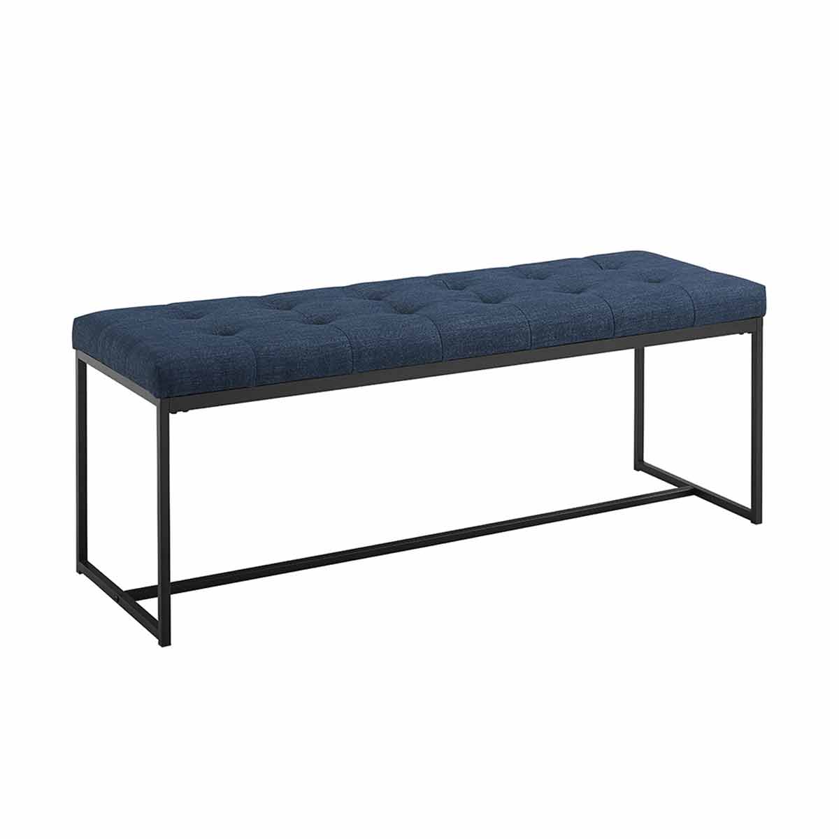 48" Upholstered Bench W/ Metal Base - Navy Blue