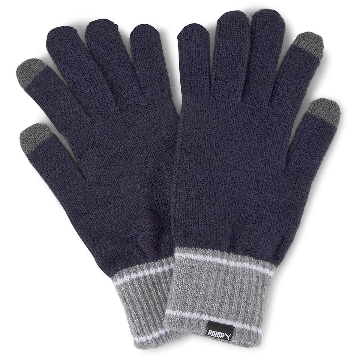 Puma Knit Gloves (pair) (large/Xlarge, Peacoat/Gray Heather)