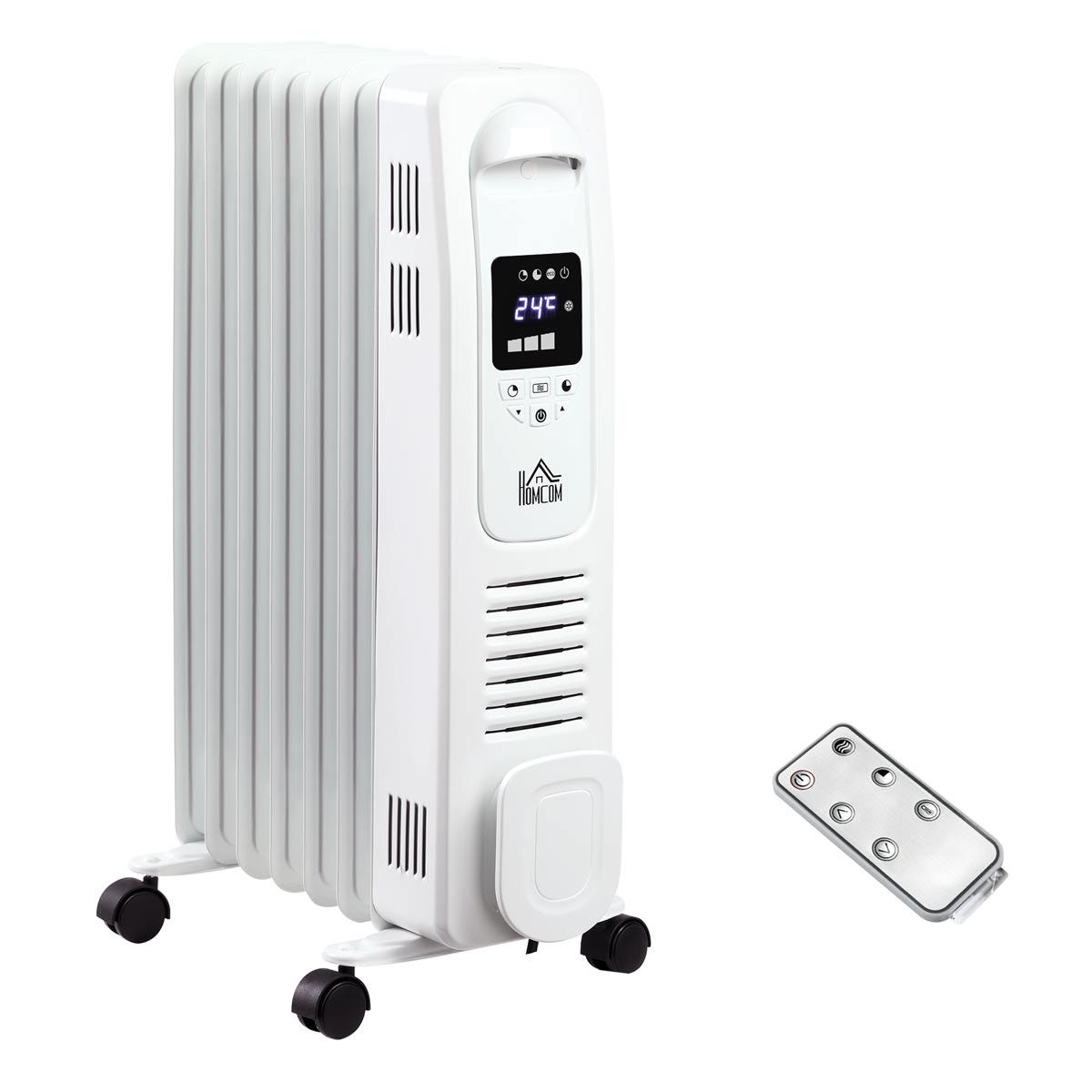 Etna Oil Filled 7 Pipe 1630W Radiator Space Heater with 3 Heat Settings & Remote Control - White