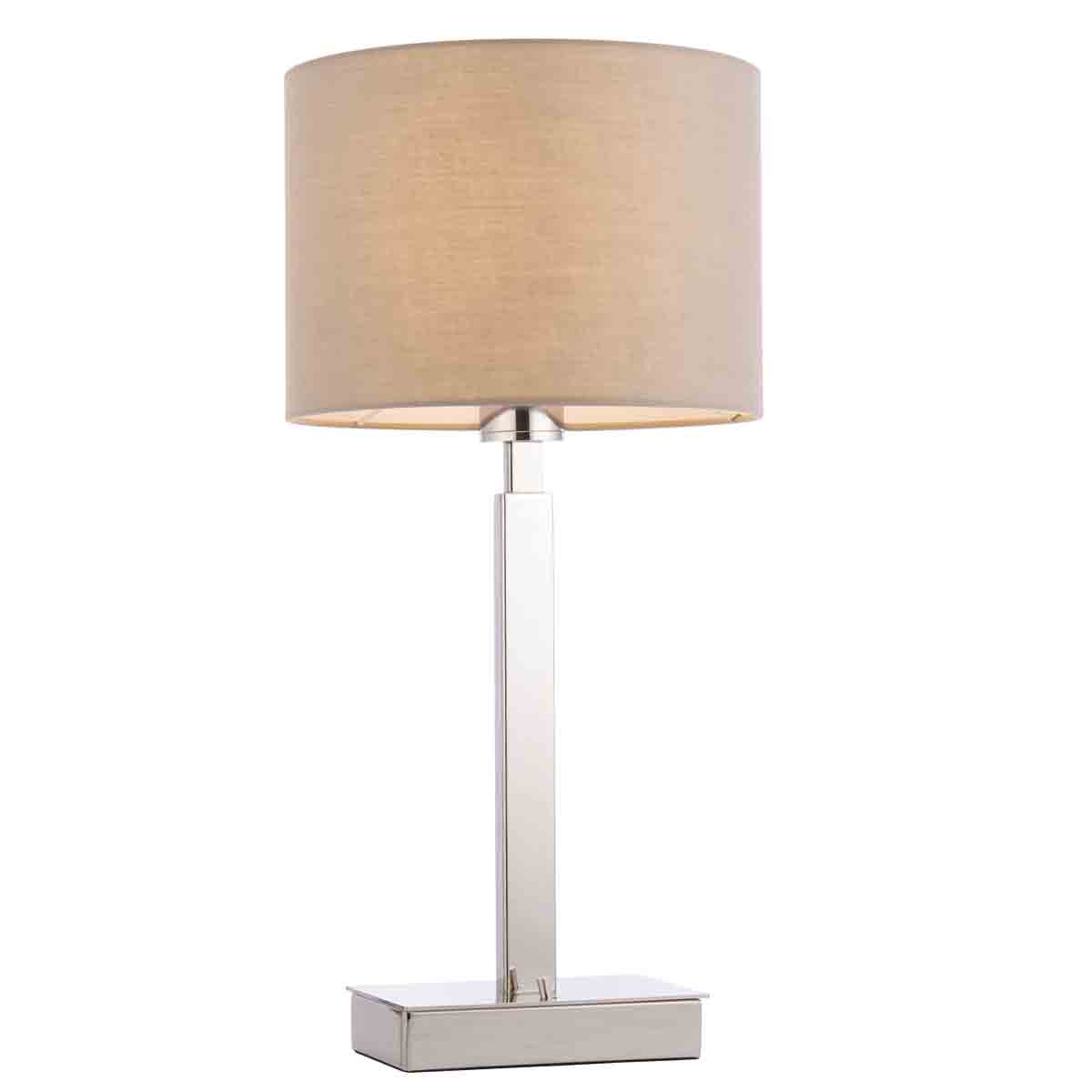 Crossland Grove Porton Cylinder Table Lamp Chrome/Taupe