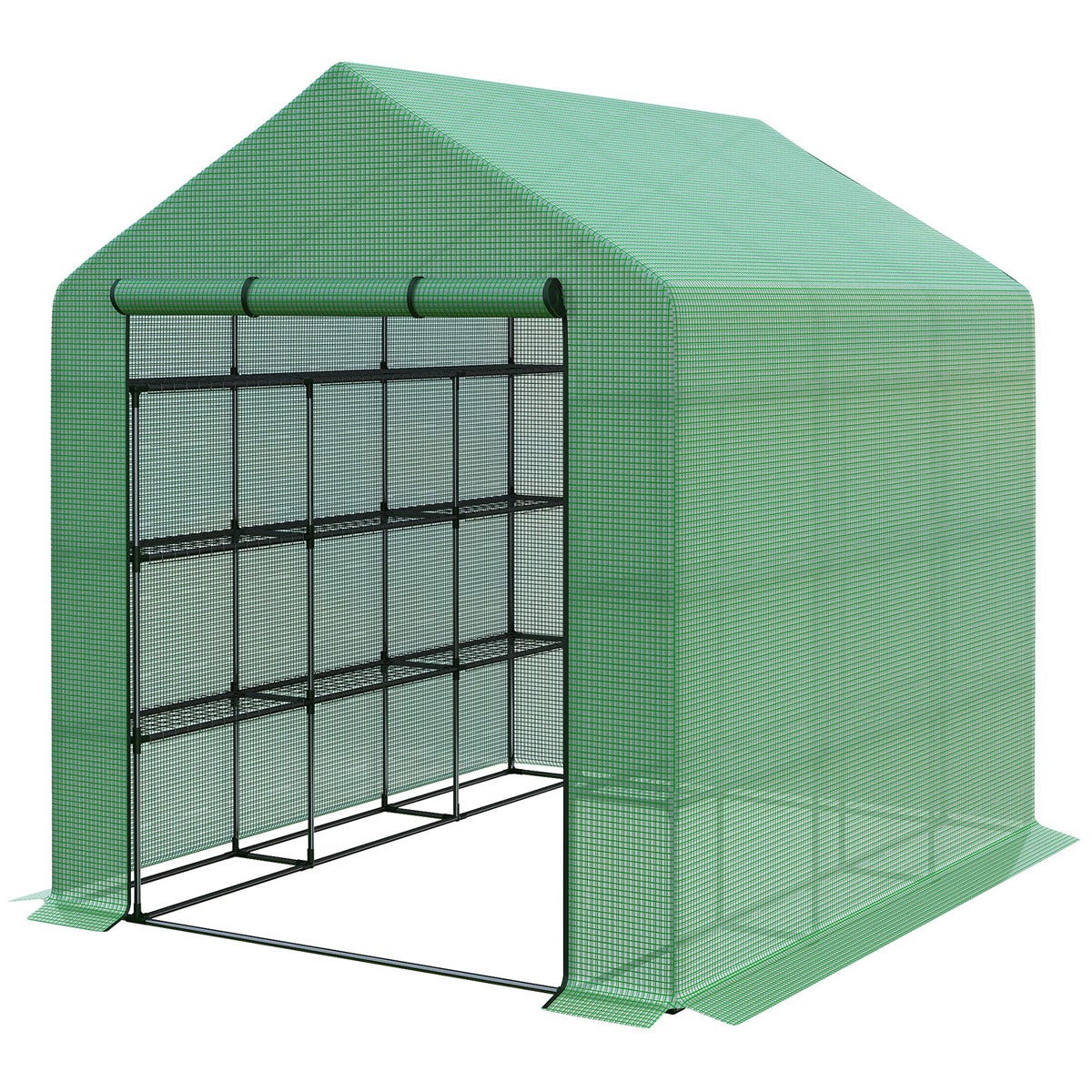 Outsunny Walk In Garden Greenhouse With Shelves Polytunnel Steeple Grow House New