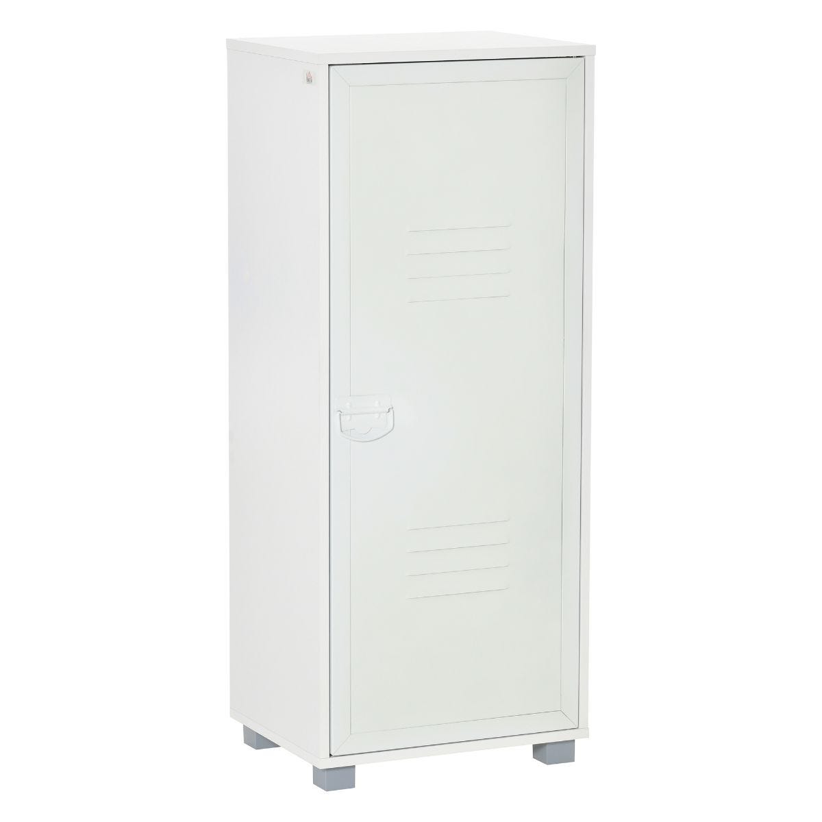 Homcom Modern 2 Tier Cabinet Office Storage With Louvered Metal Door White