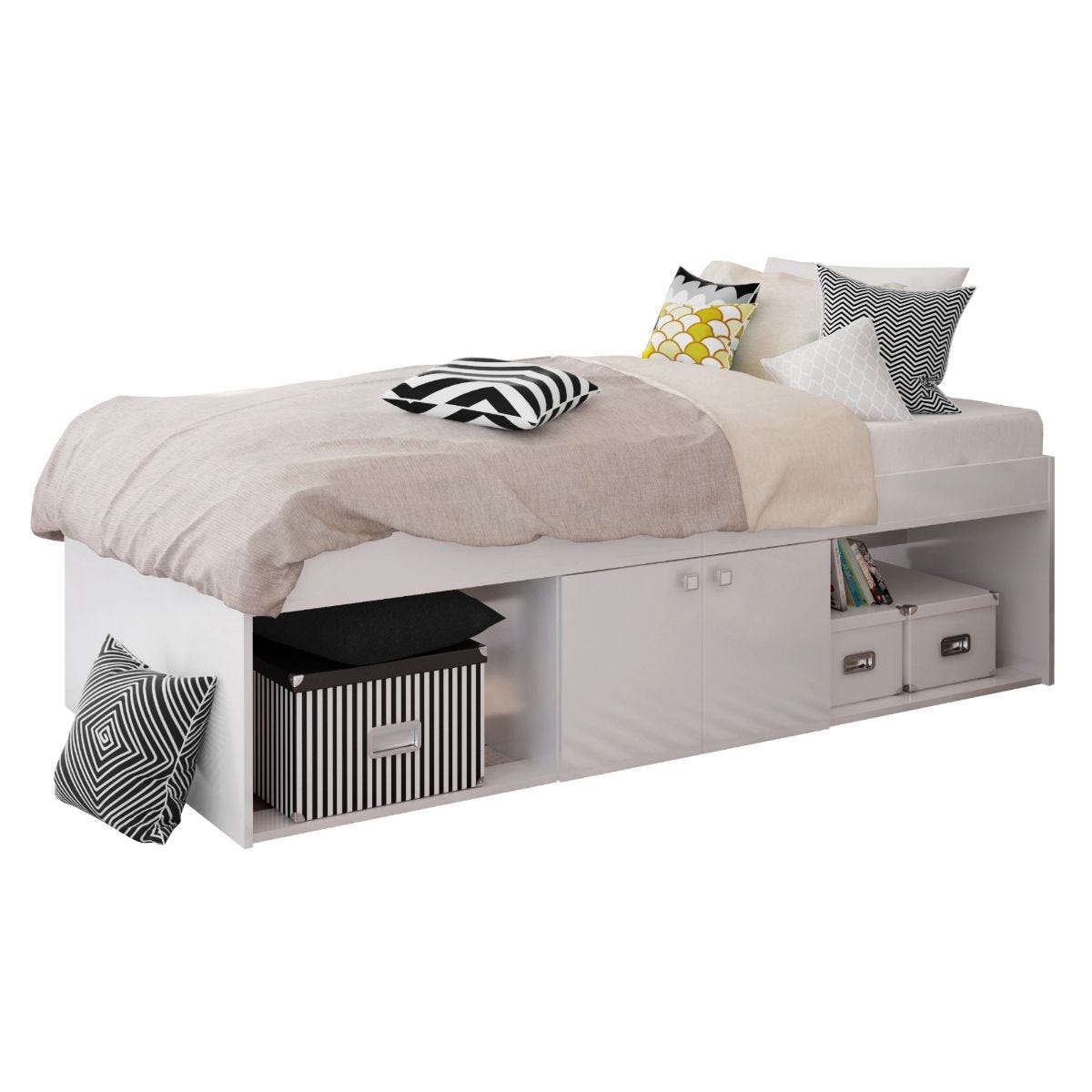 KUDL Low Single 3Ft Cabin Bed Open White