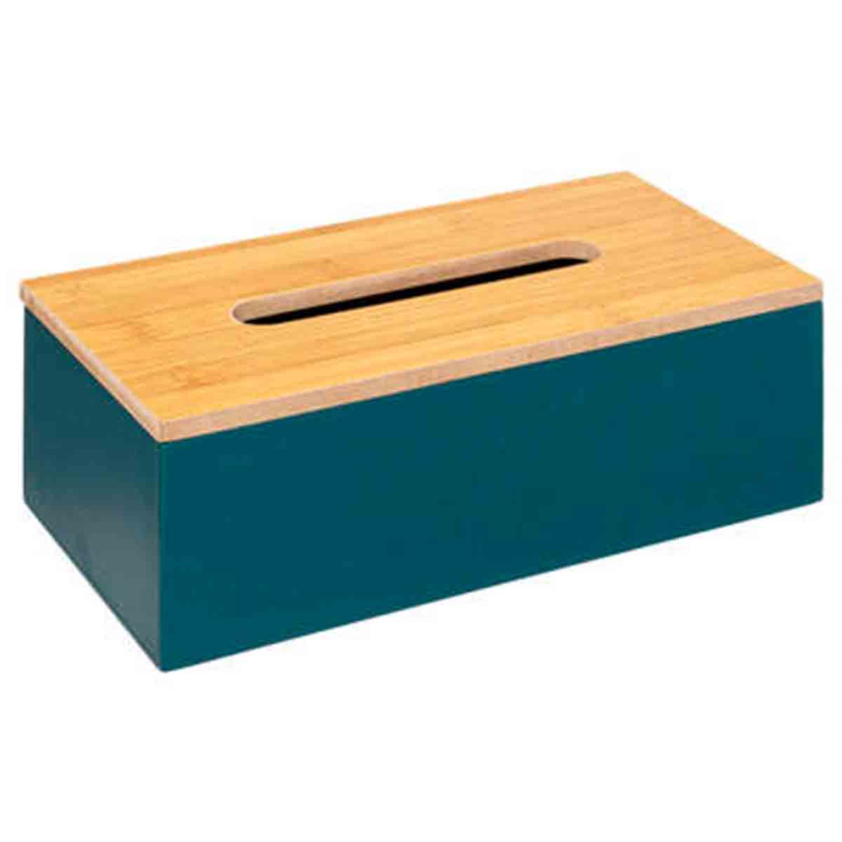 5Five Modern Tissue Box With Bamboo Lid - Teal