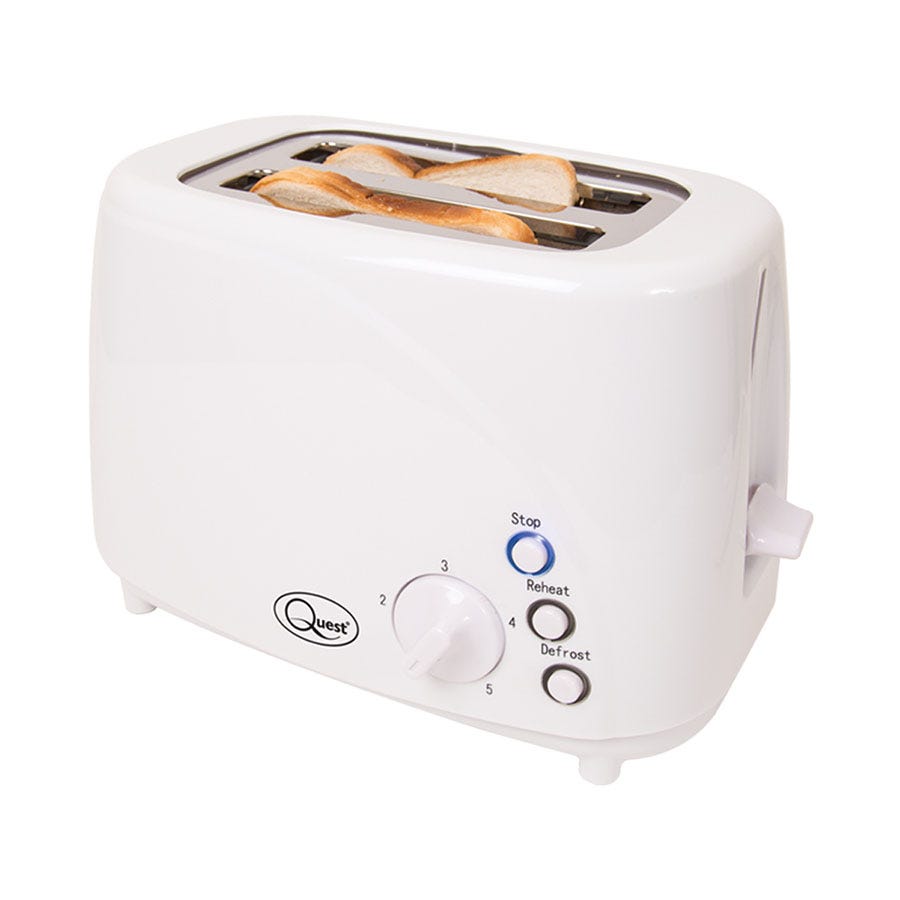 Quest 34300 850W 2-Slice Toaster with LED Buttons - White