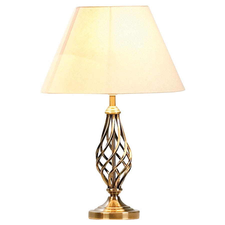 Village At Home Barley Twist Table Lamp - Antique Brass