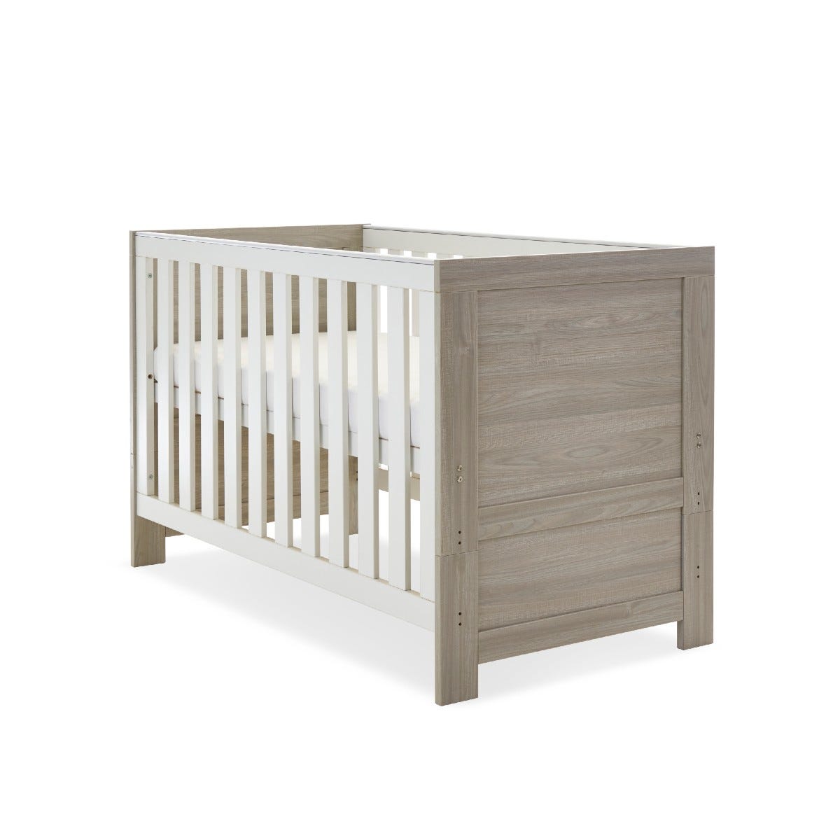 Obaby Nika Cot Bed Grey Wash and White