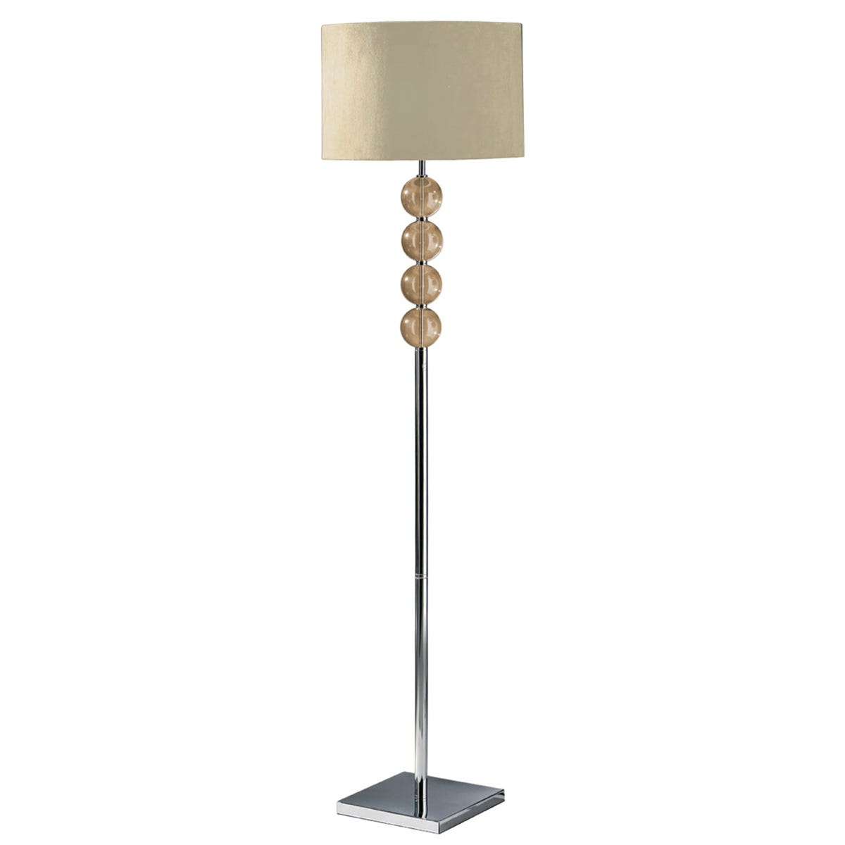 Premier Housewares Mistro Floor Lamp Amber Orb with Chrome Base & Cream Faux Suede Shade