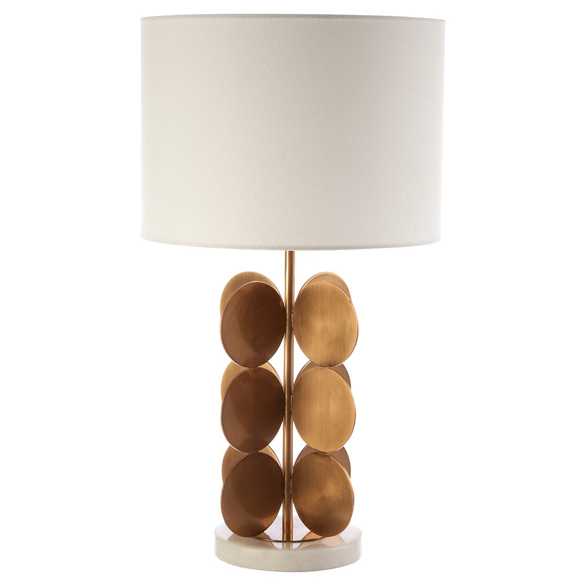 Premier Housewares Zoe Table Lamp in Marble/Gold Finish with White Linen Shade