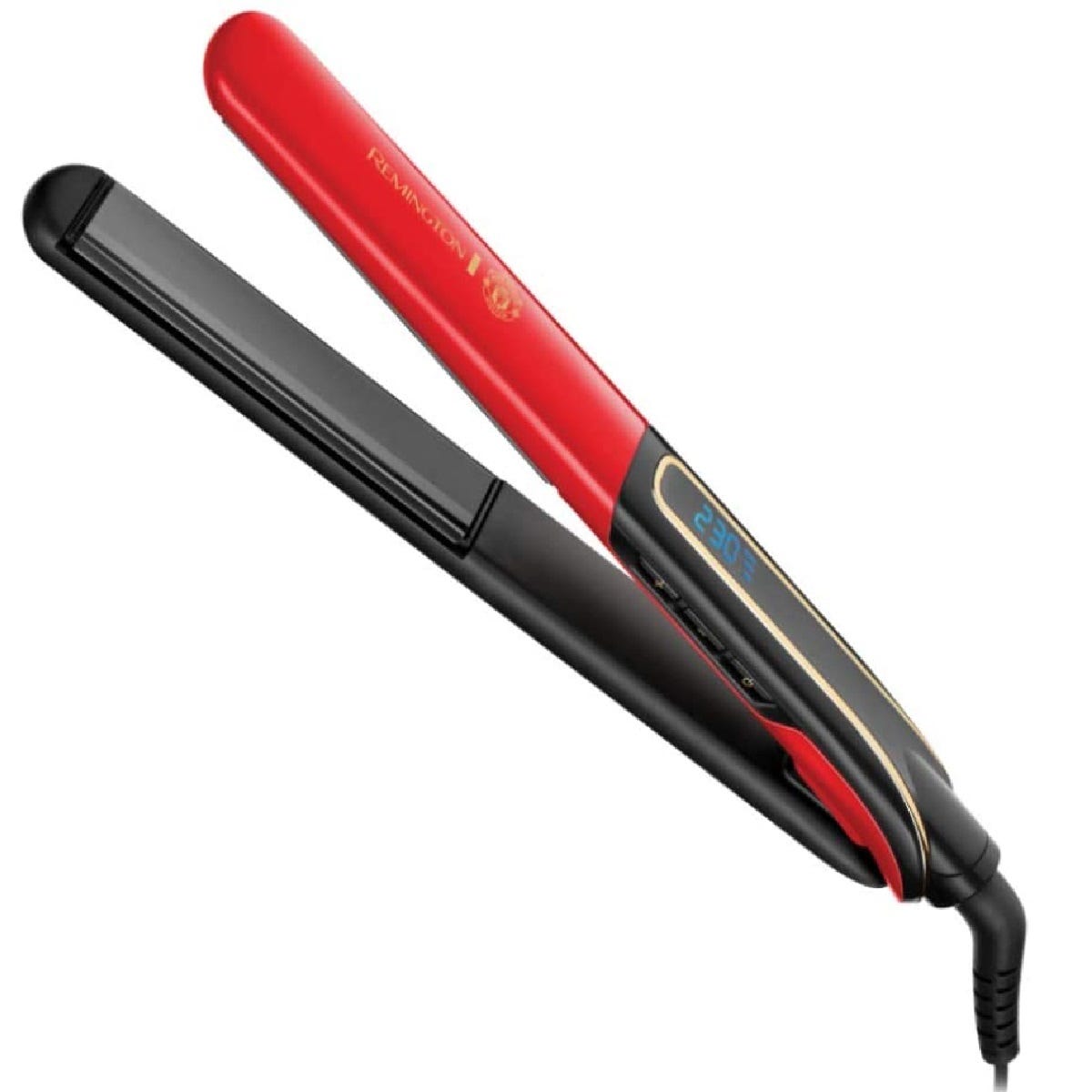 Remington S6755 Manchester United Sleek and Curl Expert Ceramic Hair Straightener - Black/Red