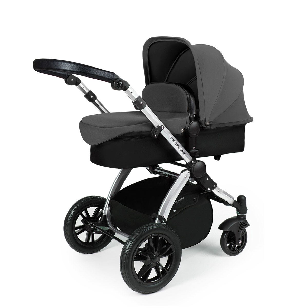 Ickle Bubba Stomp V3 2 in 1 Pushchair - Graphite Grey on Silver with Black Handles