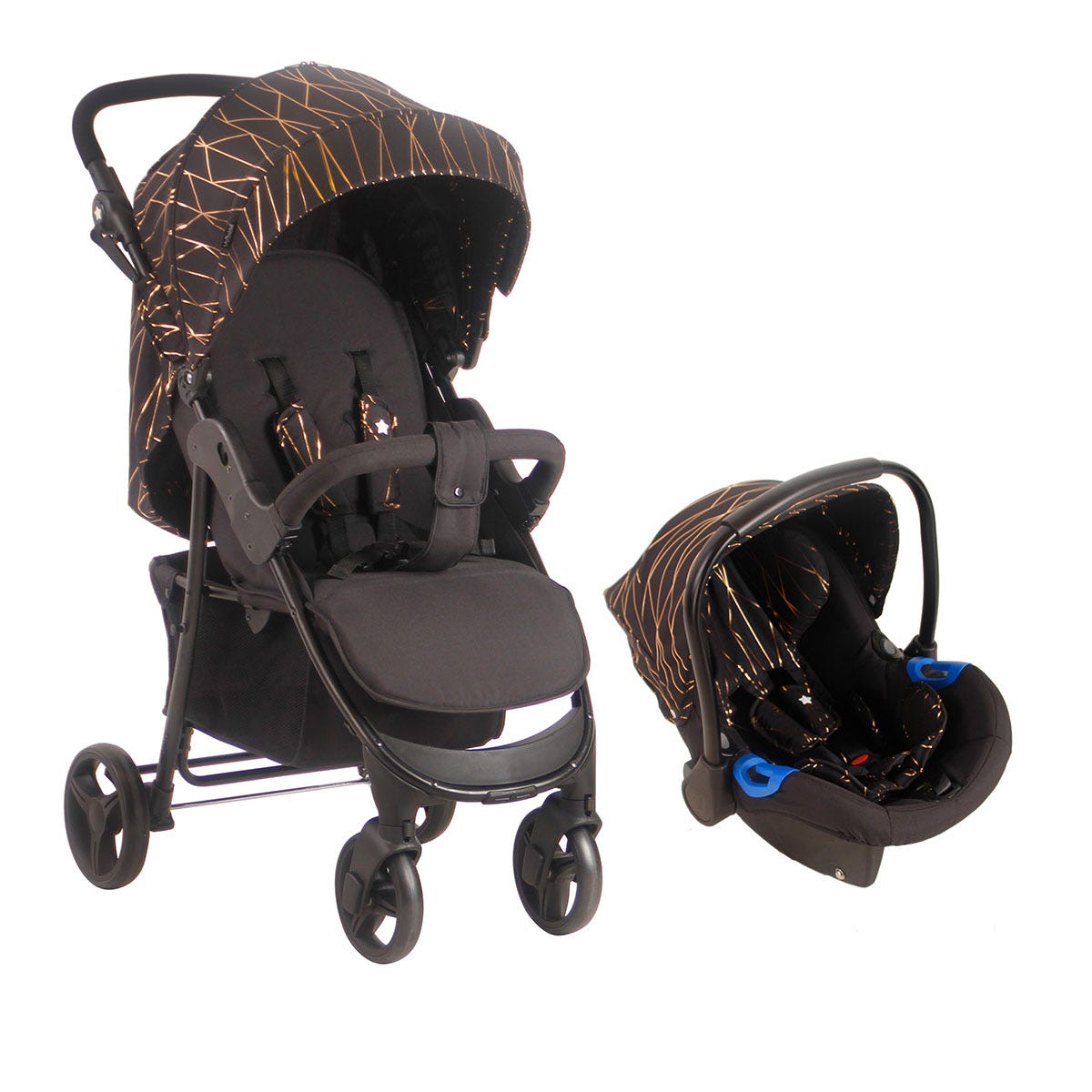My Babiie MB30 Pushchair and Car Seat - Rose Gold Black
