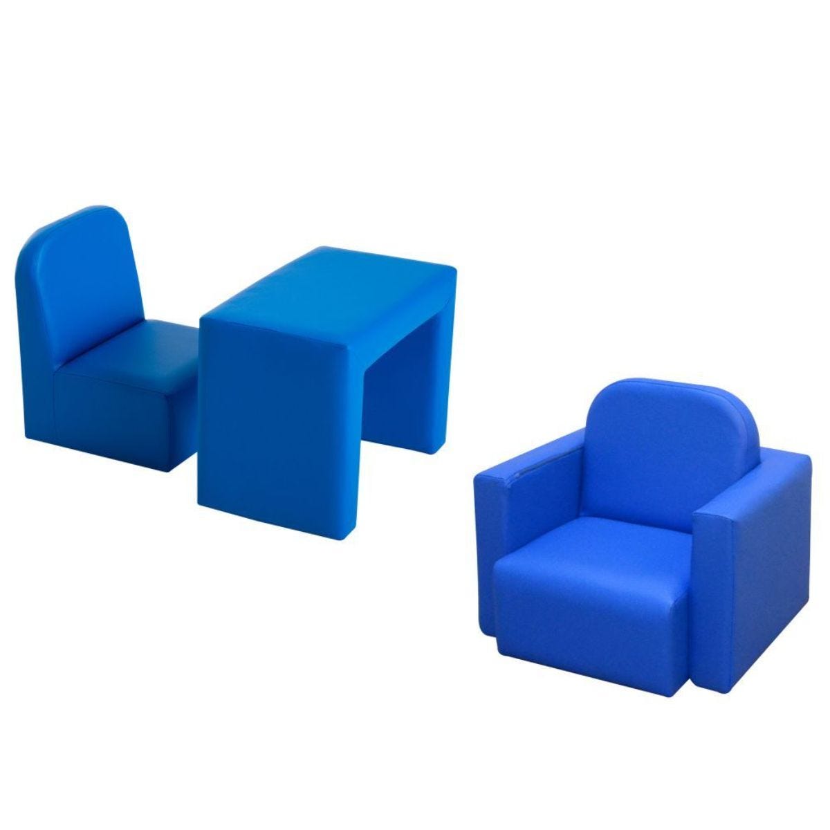 Kids Mini Sofa 2 In 1 Table And Chair Set Blue