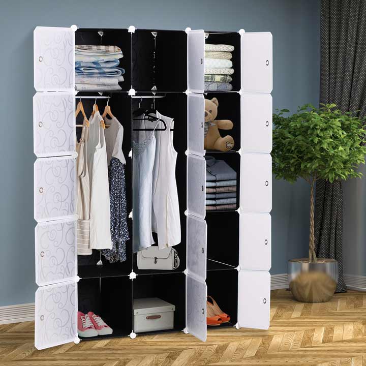 HOMCOM Cube DIY Wardrobe Portable Interlocking Plastic Modular Closet Cabinet