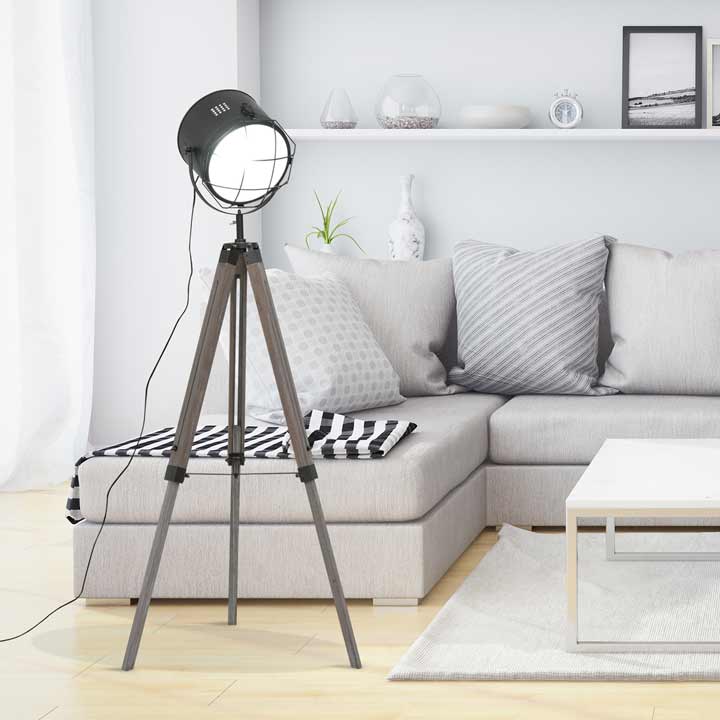 HOMCOM Tripod Floor Lamp Height Adjustable E27 Base for Living Room Bedroom