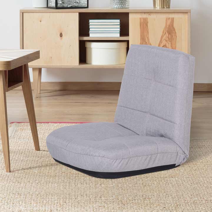 HOMCOM Floor Lazy Sofa Chair 5 Position Lounge Adjustable Recliner Sofa Bed Grey