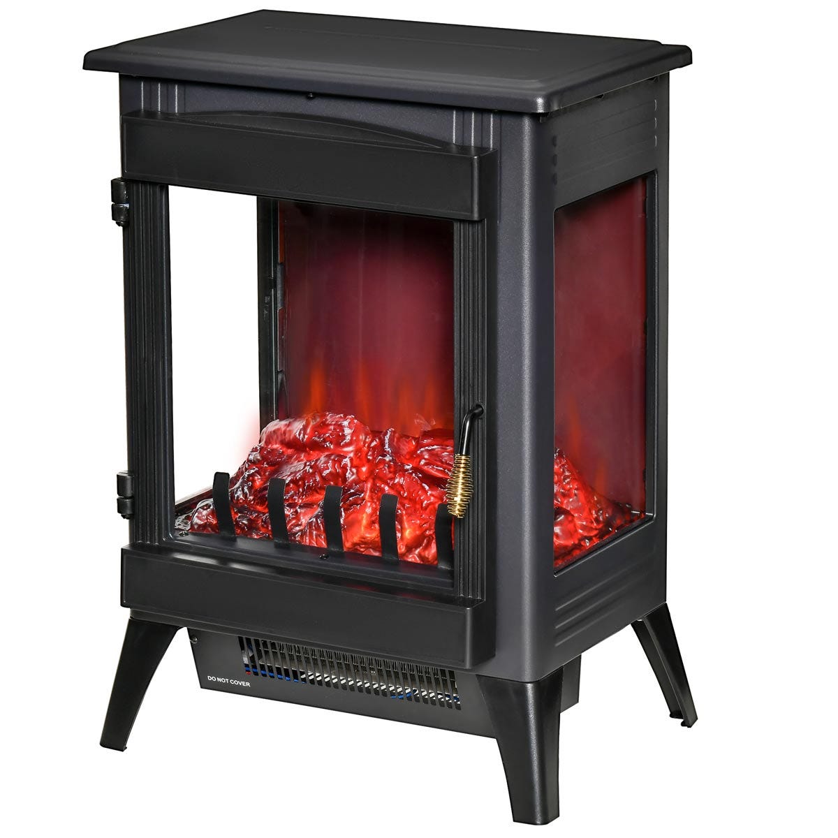 Etna Freestanding Electric Fireplace Stove with LED Flame Effect - Black