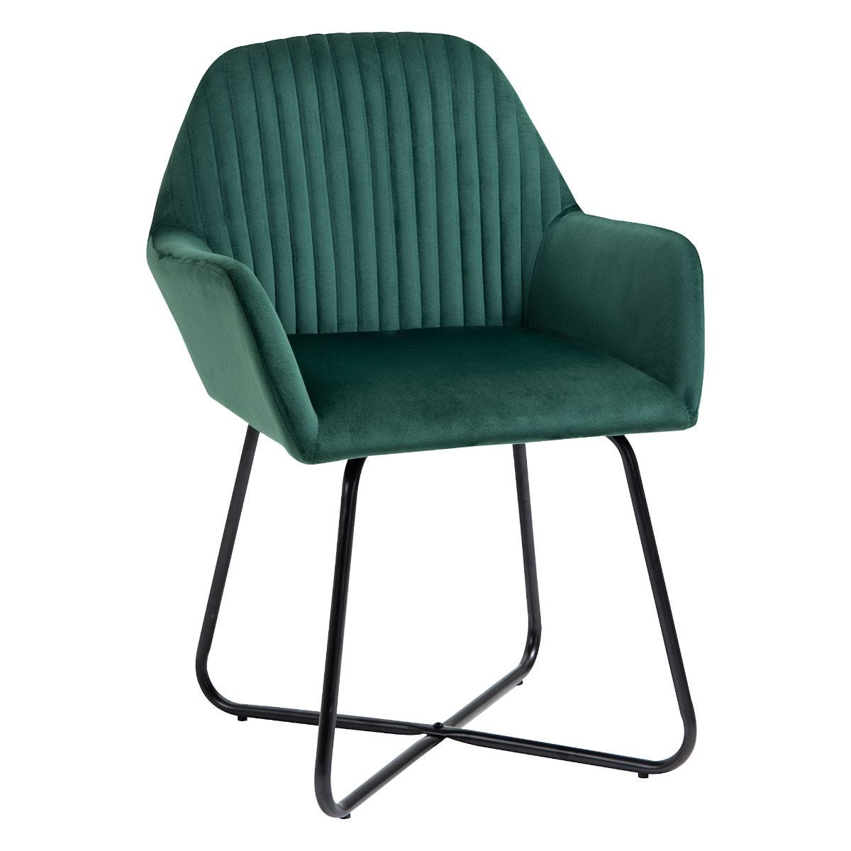 Homcom Modern Accent Chair Velvet Upholstered Lounge Armchair Green