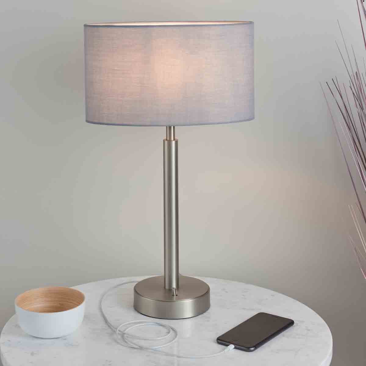 Crossland Grove Owenly Ellipse Table Lamp Nickel/Grey