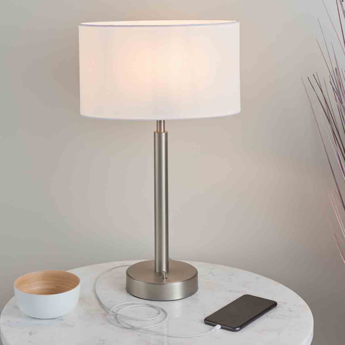 Crossland Grove Owenly Ellipse Table Lamp Nickel/White
