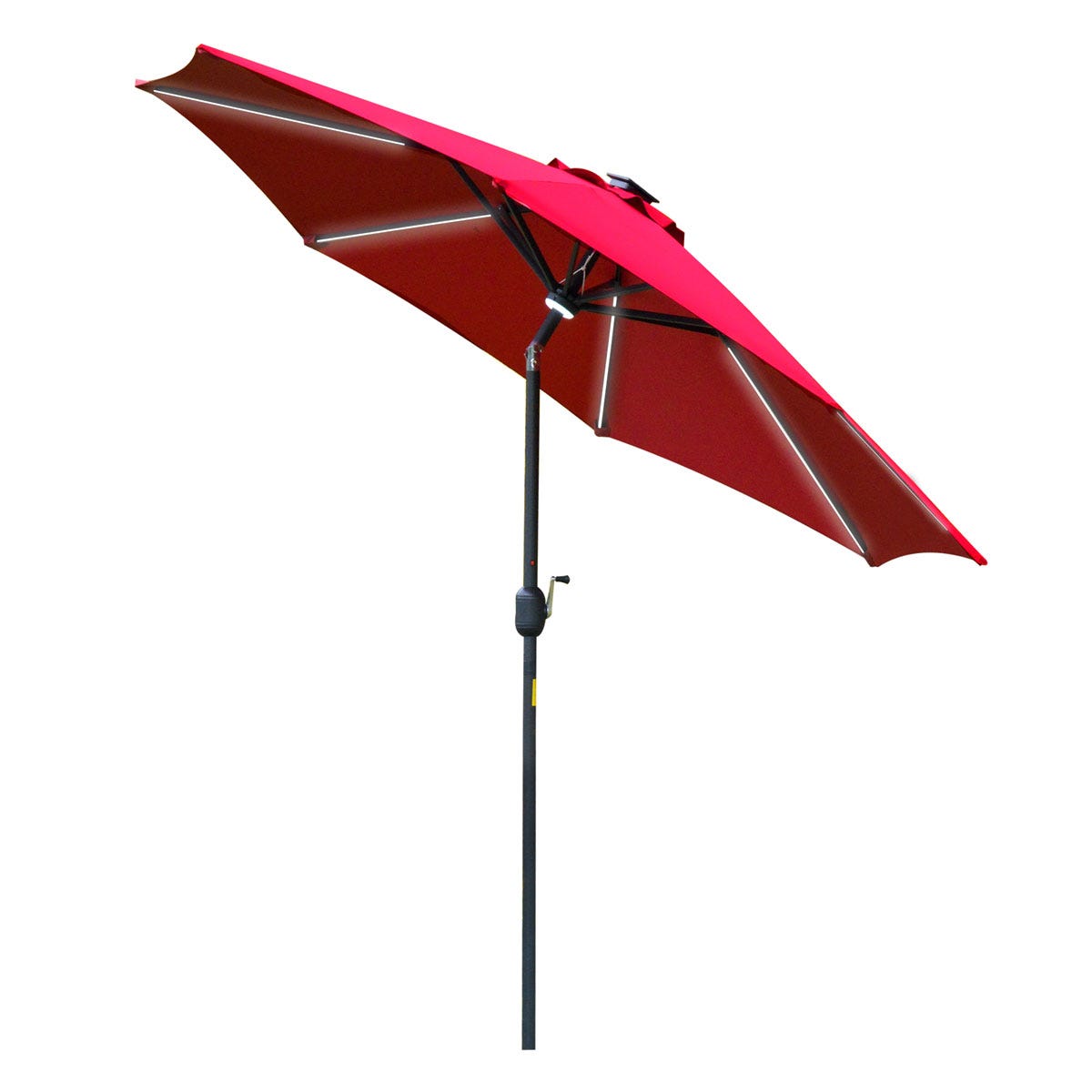 Outsunny 2.7M Garden Parasol Patio Sun Umbrella W/ Led Solar Light Red