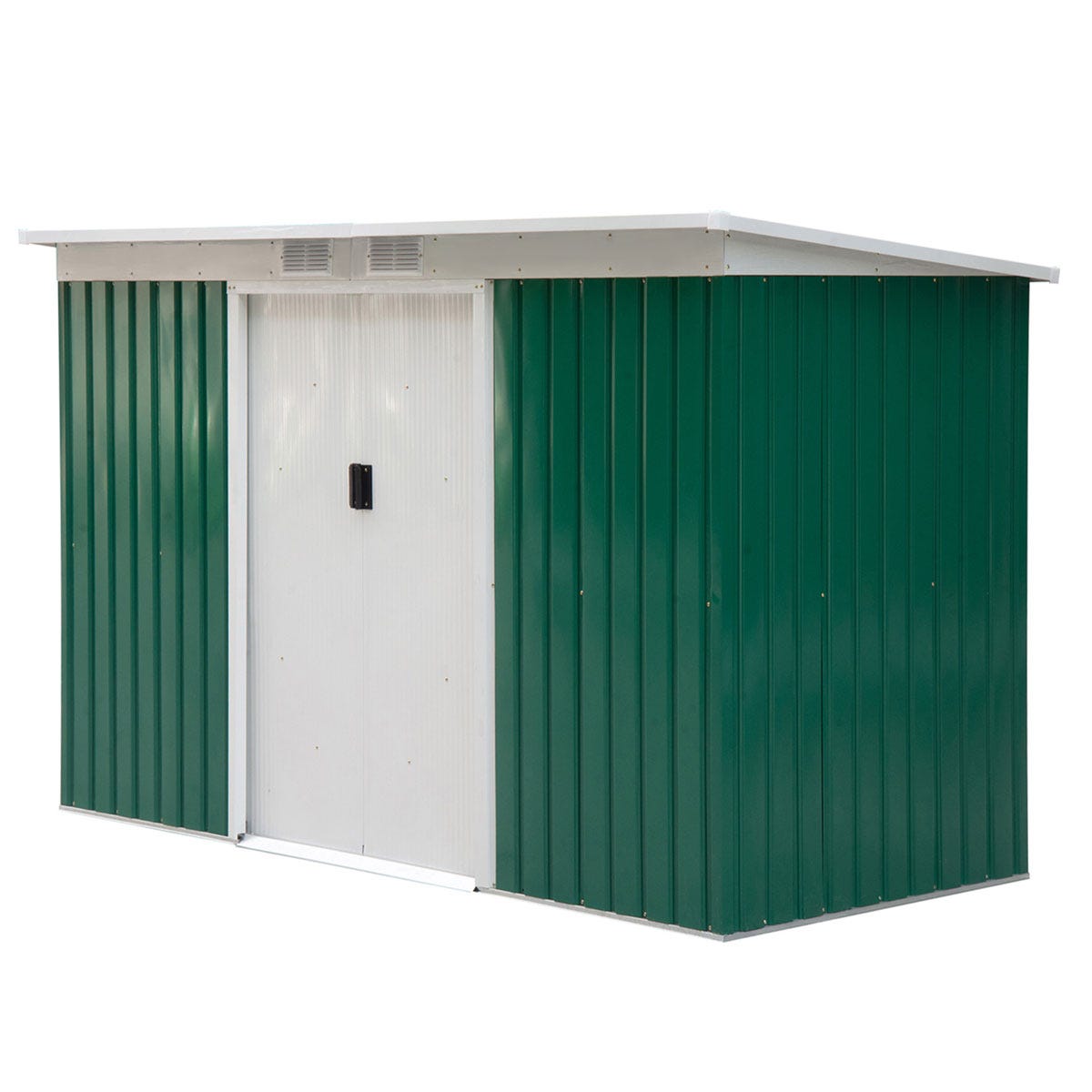Outsunny 9 x 4.25Ft Outdoor Garden Storage Shed W/2 Door Galvanised Metal Green