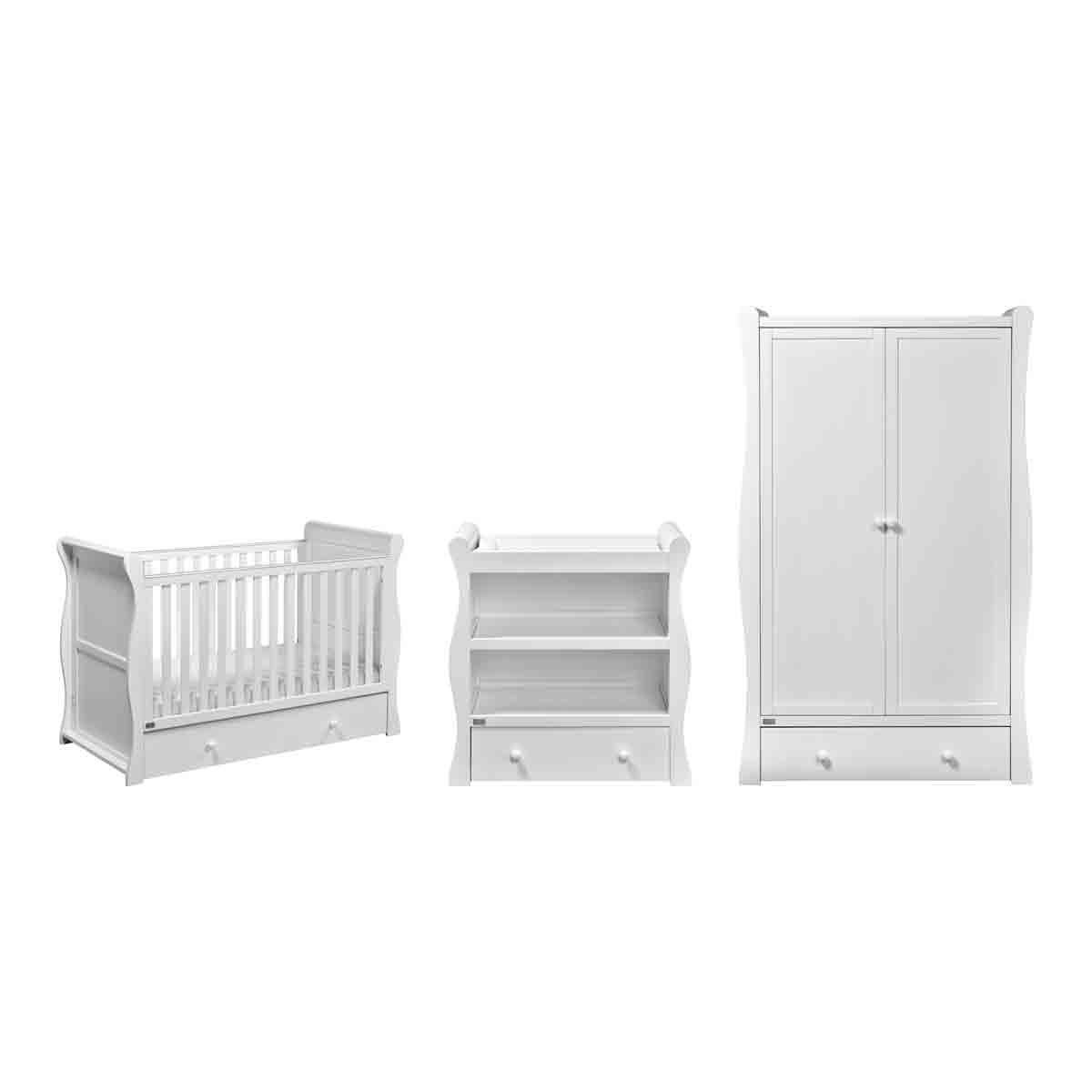 East Coast Nursery Nebraksa Sleigh Cotbed 3 Piece Roomset (cotbed Dresser Wardrobe) - White
