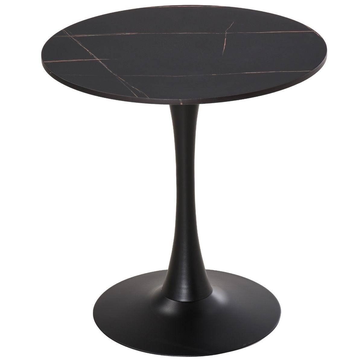 Homcom Modern Hourglass Round 2 Seater Dining Table Metal Base Black