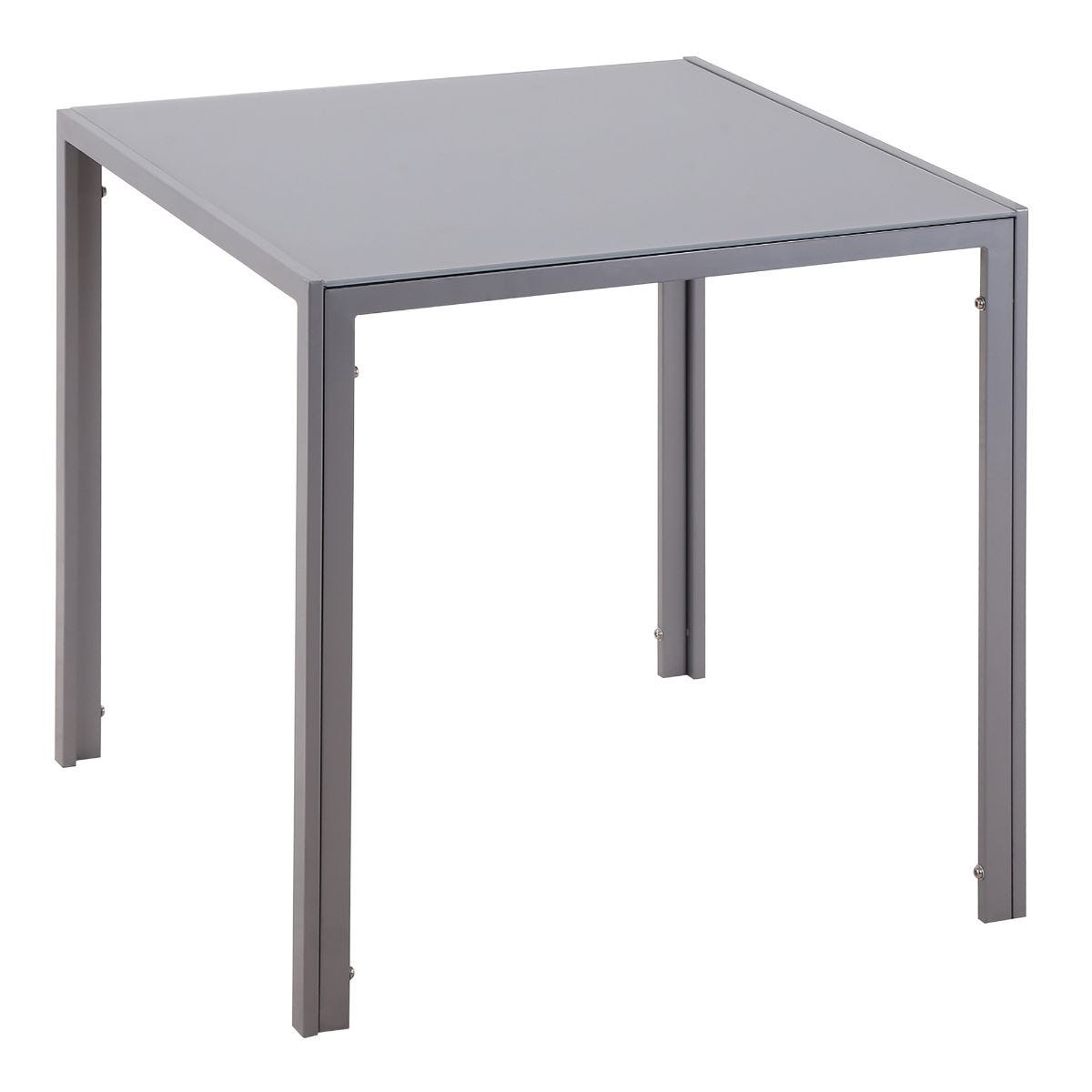 Homcom Modern Square Dining Table With Tempered Glass Top And Metal Legs Grey