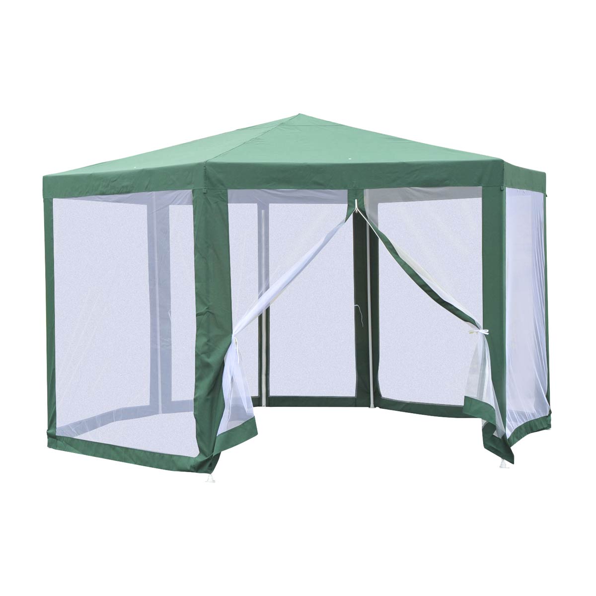 Outsunny Garden Hexagonal Gazebo Outdoor Canopy Patio Party Tent Market Marquee - Green
