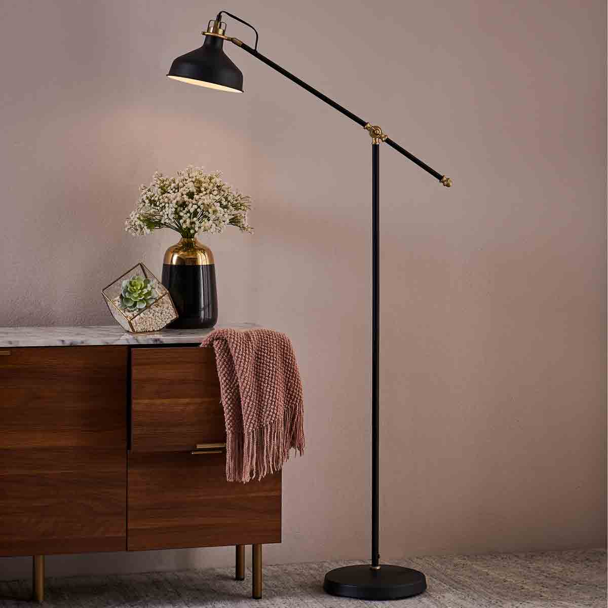 Teamson Home Mia Floor Lamp With Black Finished Shade Vn-l00062-UK
