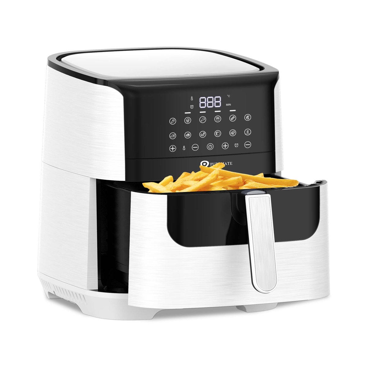 Puremate 7L Digital Air Fryer With Timer And Low Fat Oil Free - White