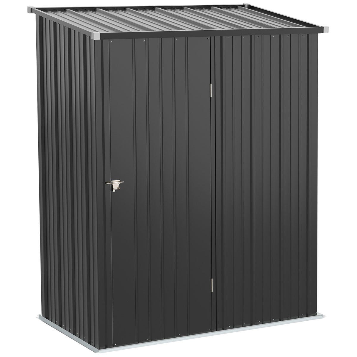 Outsunny 5ft x 3ft Outdoor Storage Shed, Garden Metal Storage Shed with Single Lockable Door, Tool Storage Shed for Backyard, Patio, Lawn, Charcoal Grey
