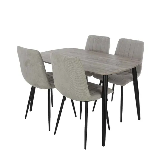Lt Table Core Products Aspen Grey Oak Rect Table 4 Lt Grey Fabric Chair Dining ...