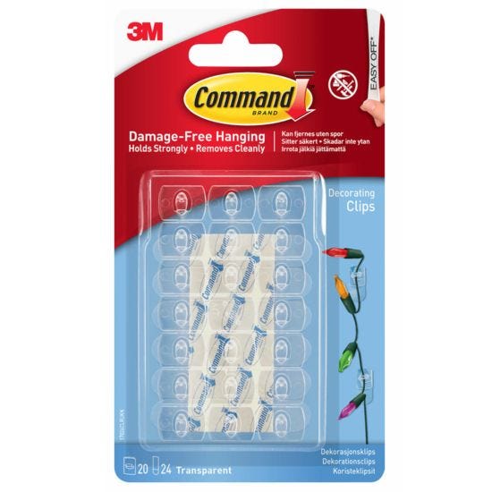 3M Command Clear Decorating Clips - 20 Pack