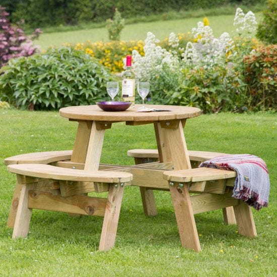 Zest4Leisure Wooden Katie 4-Seater Round Picnic Table