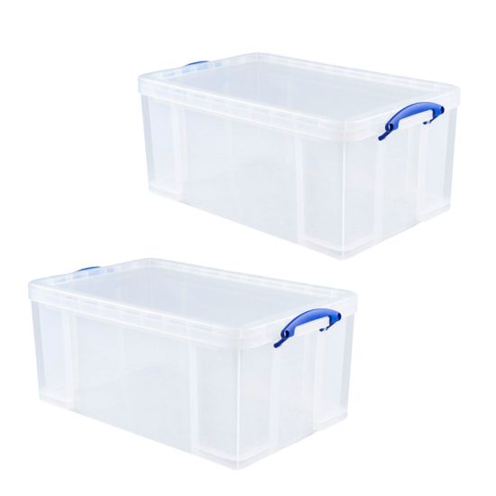 Really Useful 64L Storage Box Pack of 2 - Clear