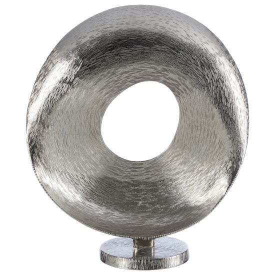 Premier Housewares Round Sculpture - Grind Nickel/Silver Finish