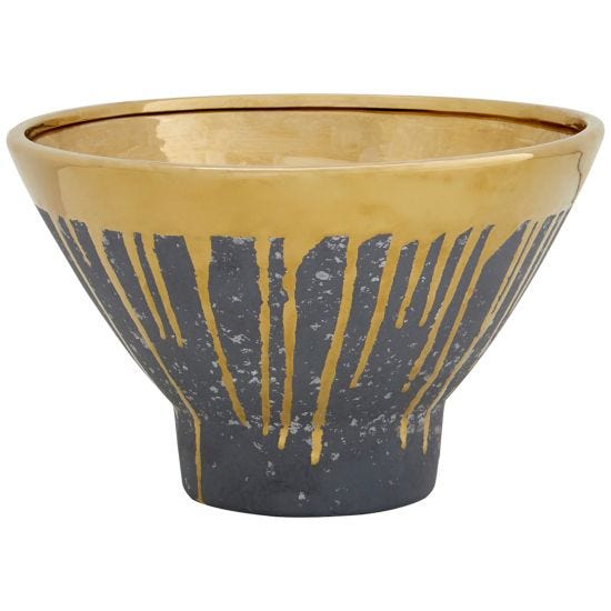 Premier Housewares Cyrus Bowl - Grey/Gold Finish