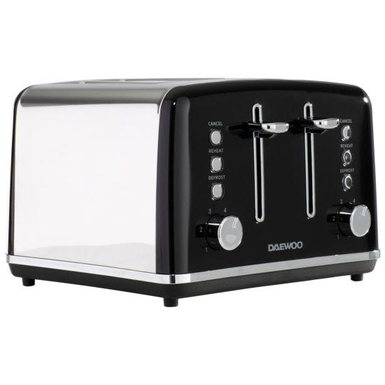 Daewoo SDA1586DS Kensington 4-Slice 1750W Toaster - Black